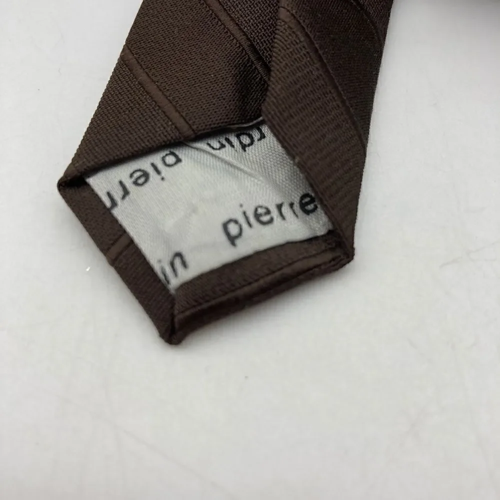 Vintage Pierre Cardin Logo 80s Dark Chocolate Neck Tie 57”